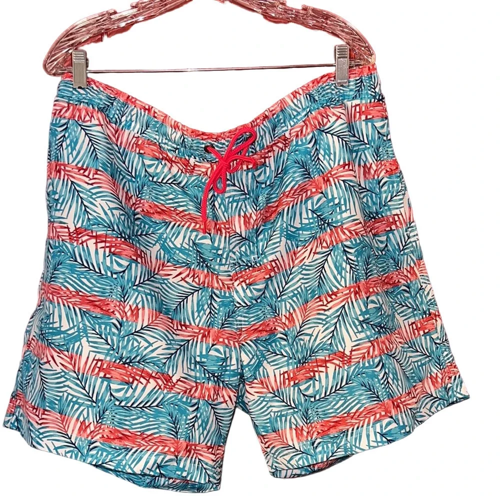 NWT Club Room Quick Dry Tropical Leaf Print Swim Shorts XL